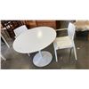 Image 1 : CRATE AND BARREL ROUND WHITE DINING TABLE WITH 2 SCAB DESIGN ITALY CHAIRS