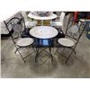 Image 1 : TILE AND METAL 3 PIECE BISTRO SET WITH 2 FOLDING CHAIRS