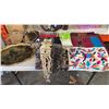 Image 1 : LOT OF LINENS, HAND STITCHED ITEMS, SILVER PLATE TRAYS AND PAINTED TRAY