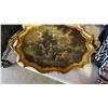 Image 2 : LOT OF LINENS, HAND STITCHED ITEMS, SILVER PLATE TRAYS AND PAINTED TRAY