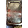 Image 4 : LOT OF LINENS, HAND STITCHED ITEMS, SILVER PLATE TRAYS AND PAINTED TRAY
