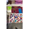 Image 7 : LOT OF LINENS, HAND STITCHED ITEMS, SILVER PLATE TRAYS AND PAINTED TRAY