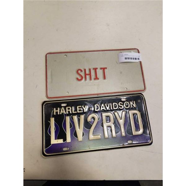 HARLEY DAVIDSON LICENSE PLATE AND CURSE WORD LICENSE PLATE