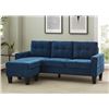 Image 1 : NEW LINON ALTHEA DARK BLUE SOFA W/ CHAISE - RETAIL $999