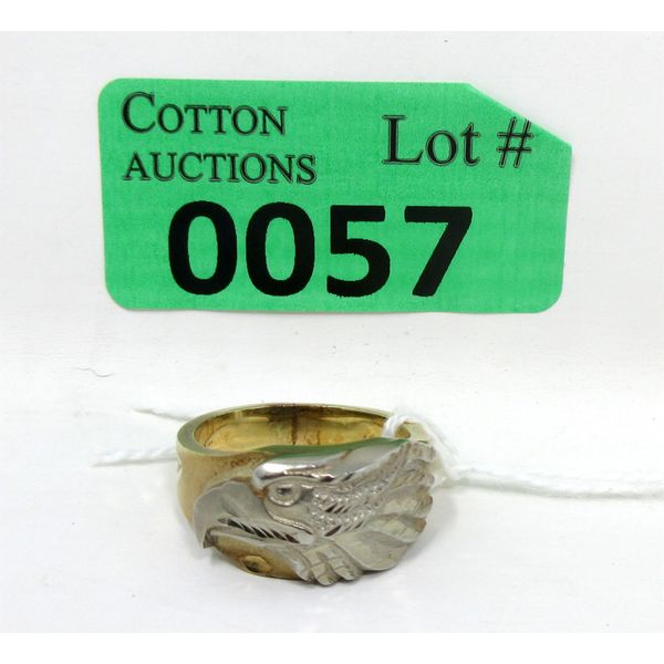 10 KT White & Yellow Gold Eagle Ring