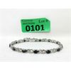 Image 1 : 7.8 CTW Blue Sapphire & Diamond Tennis Bracelet