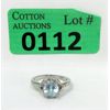 Image 1 : Blue Topaz & Diamond .925 Silver Solitaire Ring