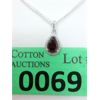 Image 1 : Garnet & Diamond Sterling Silver Pendant