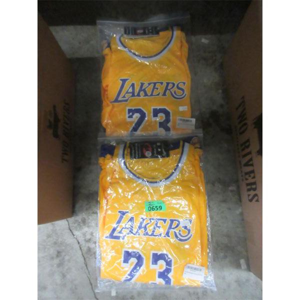 2 New Lakers 23 Jerseys - 1 YM & 1 YS 