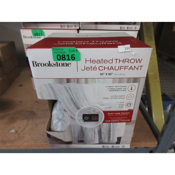 Brookstone Heated Throw - Grey & White 