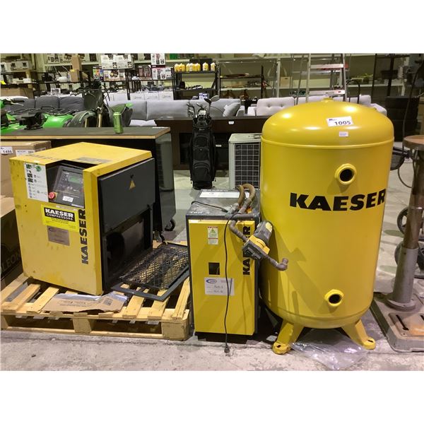 KAESER SCREW COMPRESSOR SYSTEM 3PCS TBH 9, COMPRESSOR, & TANK