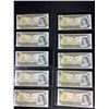 Image 1 : 10 BANK OF CANADA 1973 $1 BILLS