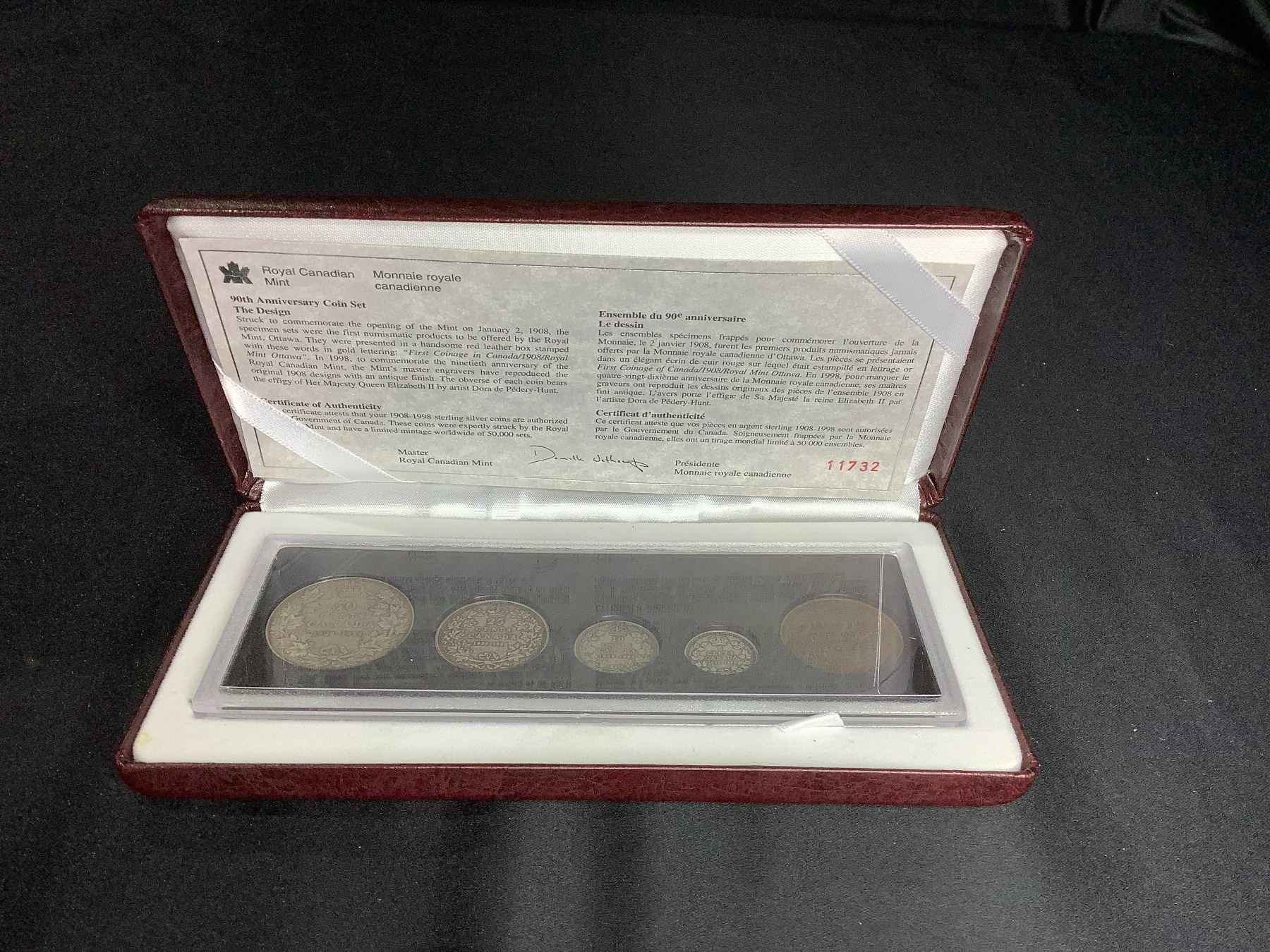 1908 Coin Set ROYAL CANADIAN MINT 90TH ANNIVERSARY COIN SET 1908-1998