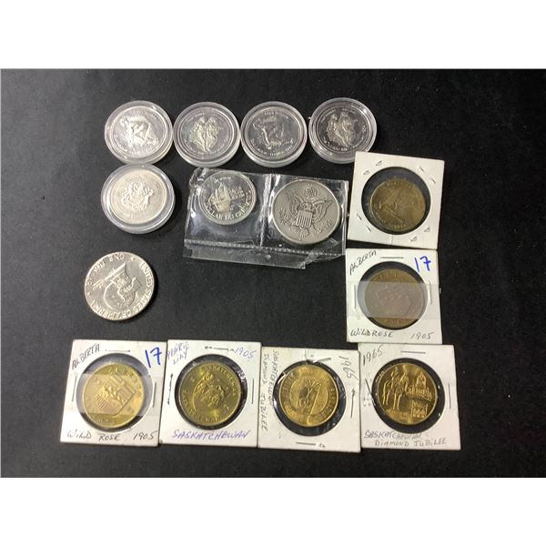 ASSORTED CANADIAN AND AMERICAN COINS AND COMMEMORATIVE COINS