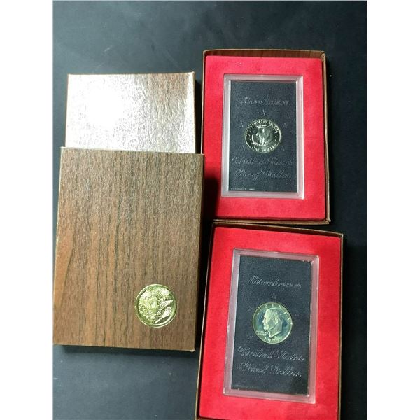 2 AMERICAN EISENHOWER ONE DOLLAR PROOF COINS