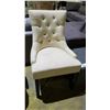 Image 2 : WOOD & CLOTH TUFTED BACK DINING CHAIR & STUDDED STORAGE OTTOMAN 41-1/2X18"