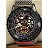 Image 2 : NEW MEN'S LA BANUS SKELETON DIAL WATCH WITH SHARK MESH STAINLESS STEEL STRAP, SILVER COLOUR