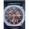 Image 2 : NEW MEN'S TALIS CO  9185 AUTOMATIC SKELETON WATCH, BLACK DIAL, SILVER COLOUR CASE, GLASS EXHIBITION
