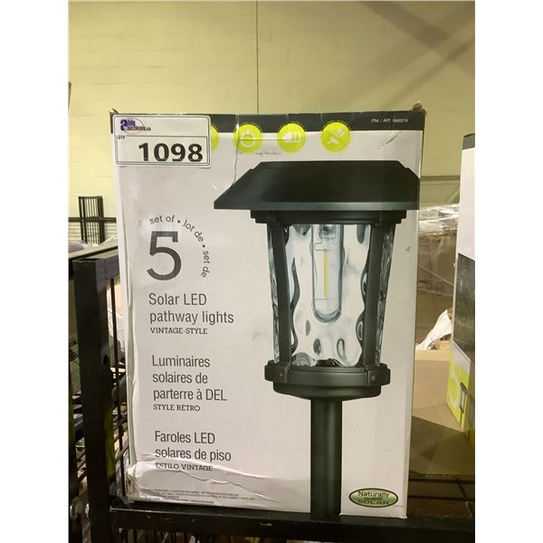 NATURALLY SOLAR SET OF 5 SOLAR LED PATHWAY LIGHTS VINTAGE STYLE