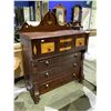 Image 2 : CIRCA 1890 WALNUT DRESSER WITH BACKSPLASH AND BIRDS EYE MAPLE ACCENTS WITH DOWELLED DOVETAILING