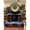 Image 2 : THREE PIECE BLACK MARBLE CLOCK GARNITURE WITH COLUMN FORM DESIGN AND BEVELED GLASS PANEL, CIRCA 1...