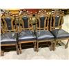 Image 4 : 11 VINTAGE MATCHING CARVED & STUDDED DINING CHAIRS WITH LEAF & BERRY MOTIF