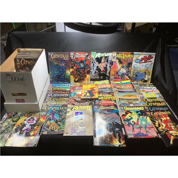 ASSORTED COMIC BOOKS TITLES INCLUDE: ROBIN II, CATWOMAN, PVP, NIGHTWING, & MORE