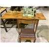 Image 1 : SINGER SEWING MACHINE WITH SEWING TABLE & STOOL WITH STORAGE