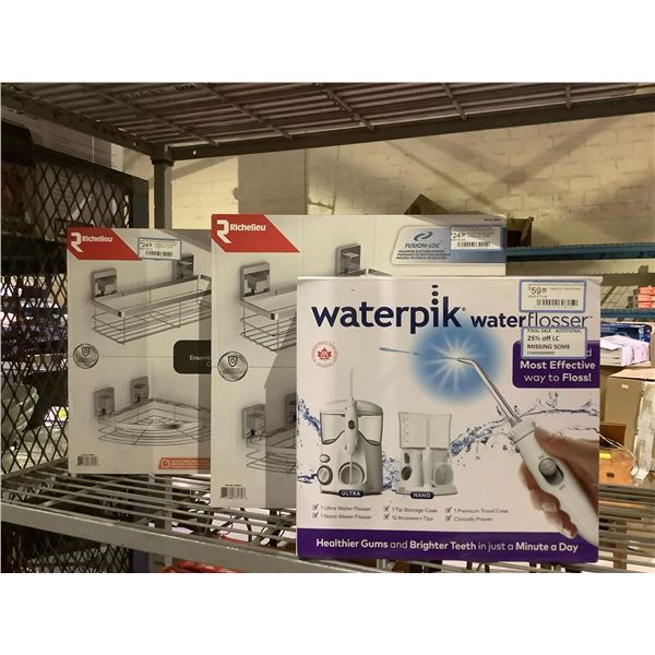 WATERPIK WATER FLOSSER AND 2 RICHELIEU SHOWER CADDY KITS