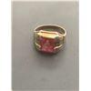 Image 1 : 10K MENS RING SET WITH RED STONE