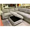 Image 2 : 2 PIECE SECTIONAL SOFA WITH USB CHARGE PORTS NO CABLES AND STORAGE OTTOMAN APPROX 8' X 10'