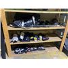 Image 1 : 3 SHELVES OF HOCKEY GEAR; PADS, SKATES, STICKS, HELMET AND MORE