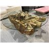 Image 2 : SOLID TEAK ROOT BASE COFFEE TABLE WITH GLASS TOP APPROX 59" DIAMETER