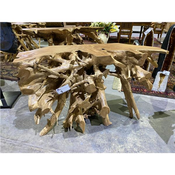 SOLID TEAK ROOT CONSOLE TABLE APPROX 48" X 17"