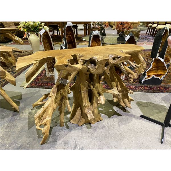 SOLID TEAK ROOT CONSOLE TABLE APPROX 47" X 16"