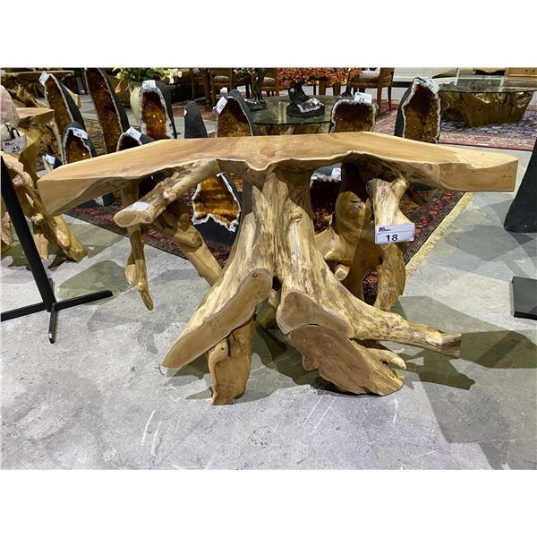 SOLID TEAK ROOT CONSOLE TABLE APPROX 47" X 16"