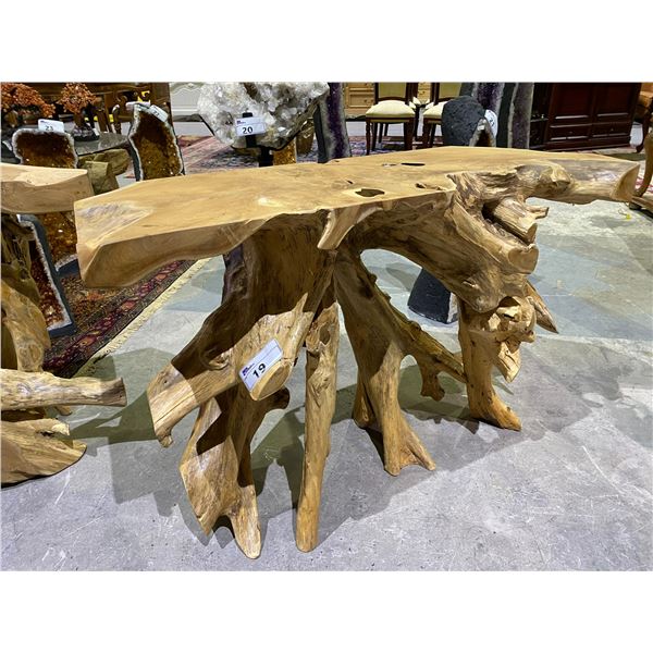 SOLID TEAK ROOT CONSOLE TABLE APPROX 47" X 16"