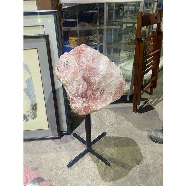 ROSE QUARTZ DECOR ON STAND STONE APPROX 13 X 14  RETAIL $13,988