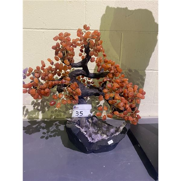 CARNELIAN TREE ON AMETHYST BASE APPROX 19 X 17  RETAIL $3,800