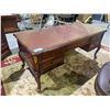 Image 1 : LEATHER TOP 5 DRAWER EXECUTIVE DESK WITH GLASS TOP (MIDDLE DRAWER LOCKED NO KEY)