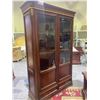 Image 1 : ORNATE GLASS FRONT BOOKCASE WITH 2 DRAWERS (CABINET LOCKED NO KEY)