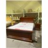 Image 1 : 4 PIECE QUEEN SIZE BEDROOM SUITE; BED FRAME AND MATTRESS, AND 2 NIGHTSTANDS