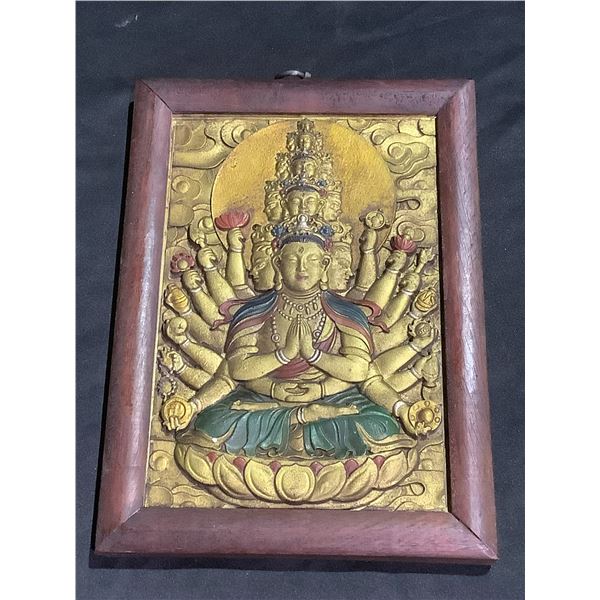 GILT 'THOUSANDS HAND BUDDHA' PRAYER WALL PANEL