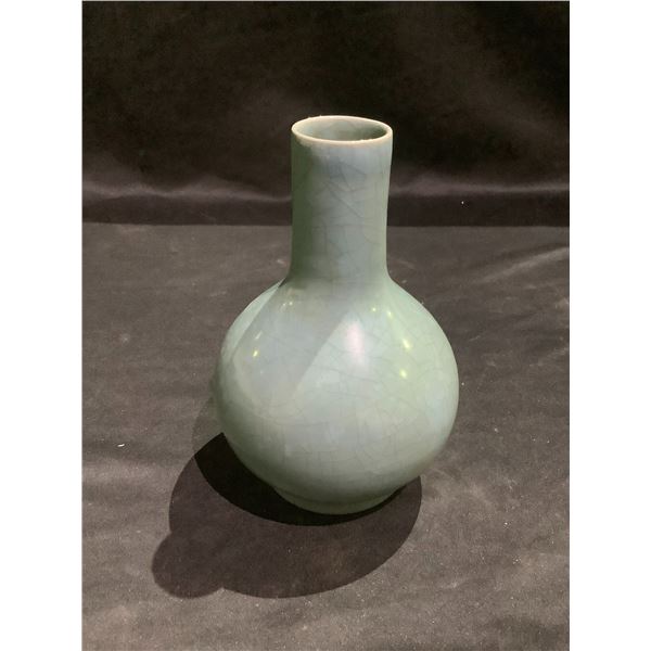 CRACKLE GLAZED CELADON GLOBULAR VASE