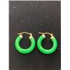 Image 1 : 14K JADE HOOP EARRINGS