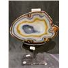 Image 2 : AGATE SLICE ON METAL STAND STONE APPROX 8 X 5" RETAIL $699