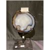 Image 1 : AGATE SLICE ON METAL STAND STONE APPROX 5 X 5" RETAIL $389