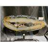 Image 1 : AGATE SLICE ON METAL STAND STONE APPROX 13.5 X 5.5" RETAIL $489