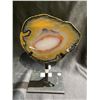 Image 2 : AGATE SLICE ON METAL STAND STONE APPROX 5 X 5" RETAIL $389