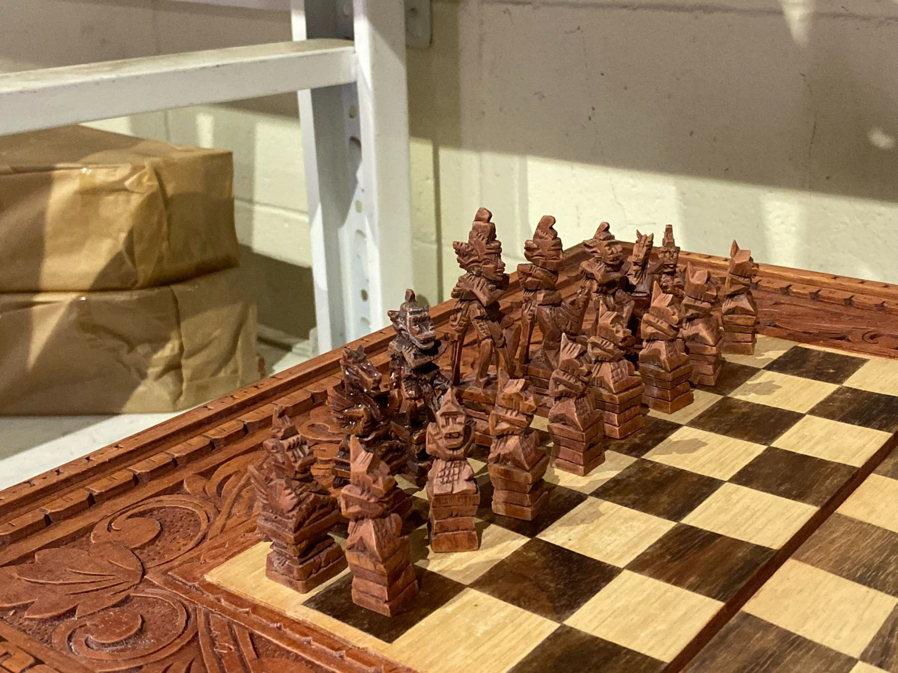 100% HAND CARVED CHESS SET IMPORTED FROM BALI 17X17